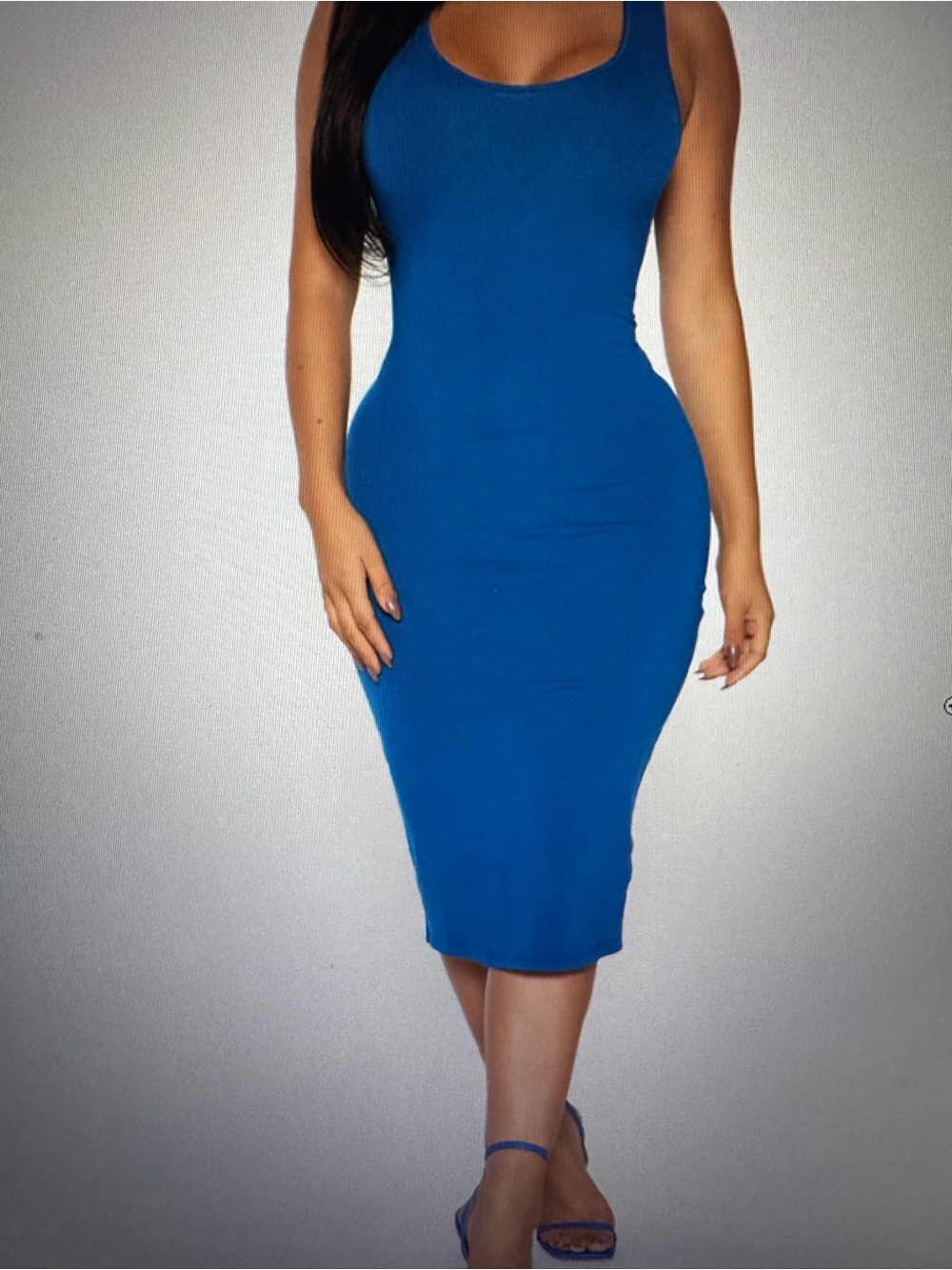 Fashion Nova Sleeveless Royal Blue Bodycon Midi Dress